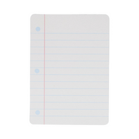 Lined back side of a single card resembling notebook paper