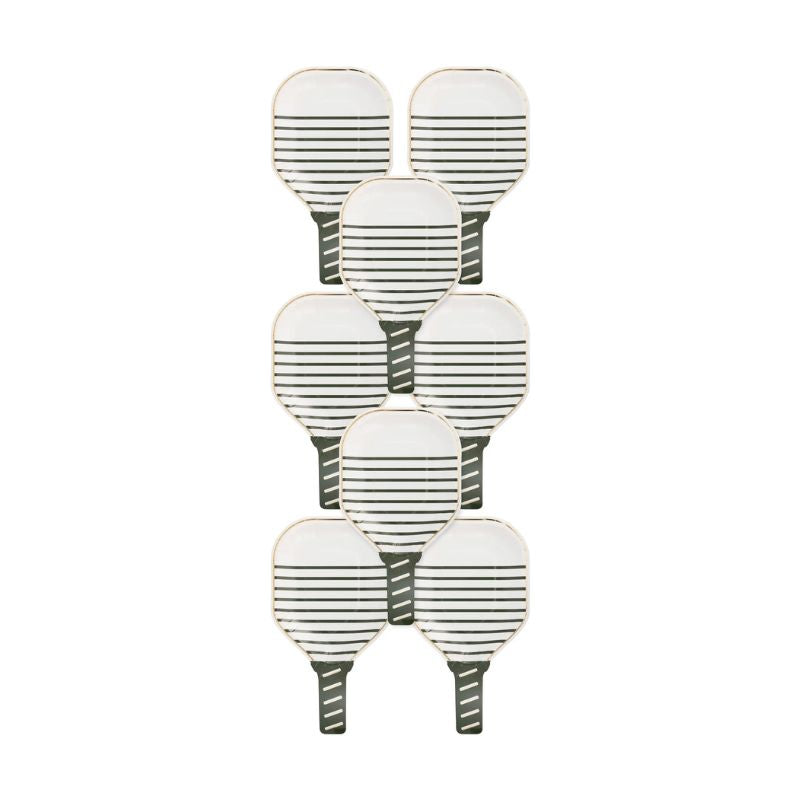 Pickleball White Paddle Paper Plates, Set of 8