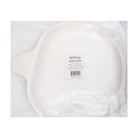 Set of 8 helmet-shaped party plates with gold foil accents in vibrant red, ready for a home-run birthday.