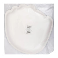 Set of brown baseball mitt-shaped paper plates with gold foil stitching detail, perfect for kids' baseball-themed parties