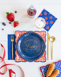 Red and Blue Pinstripe Paper Napkins, 24ct | July Fourth Napkins, 4th of July Napkins, Red Blue Dinner Napkins, Baseball Party Supplies