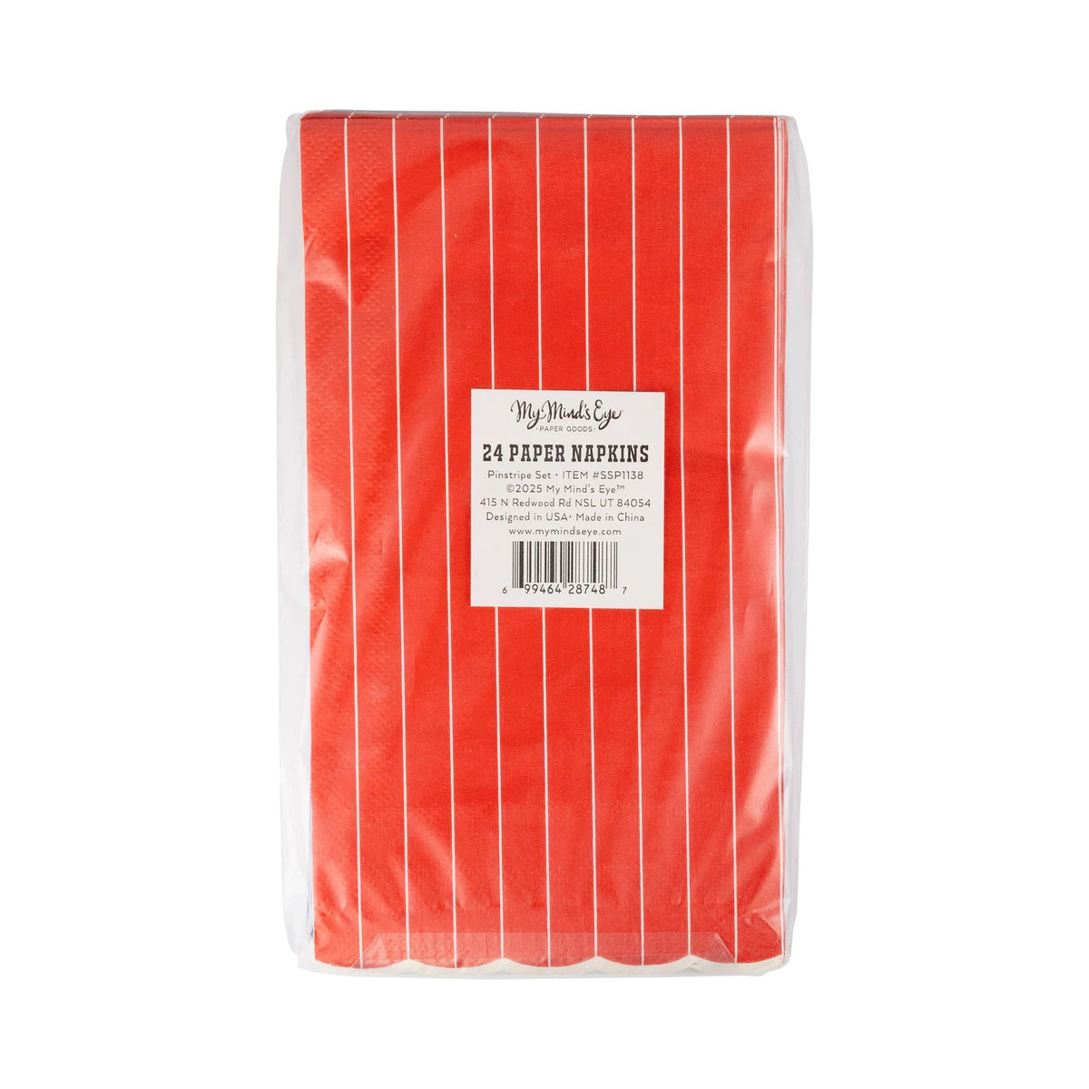 Red and Blue Pinstripe Paper Napkins, 24ct | July Fourth Napkins, 4th of July Napkins, Red Blue Dinner Napkins, Baseball Party Supplies