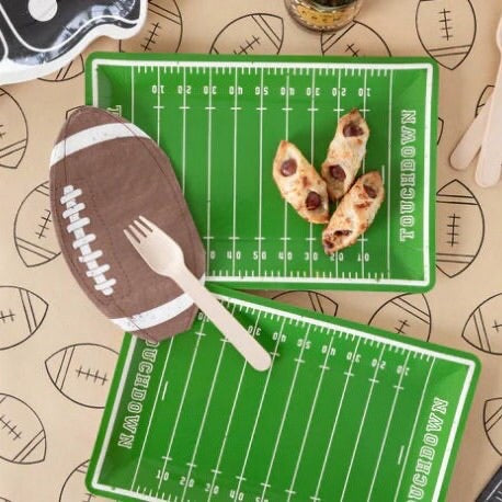 Football field shaped paper plate - perfect for tailgate party