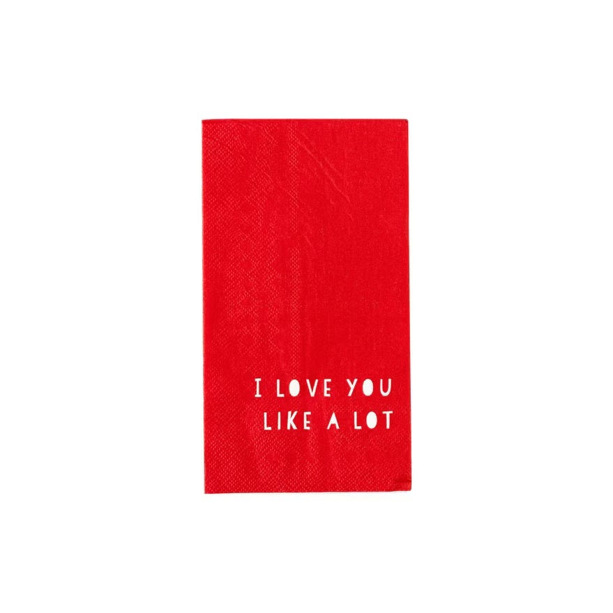 I love you like a lot red paper napkins are perfect for a Valentines Day Party or an Anniversary Party