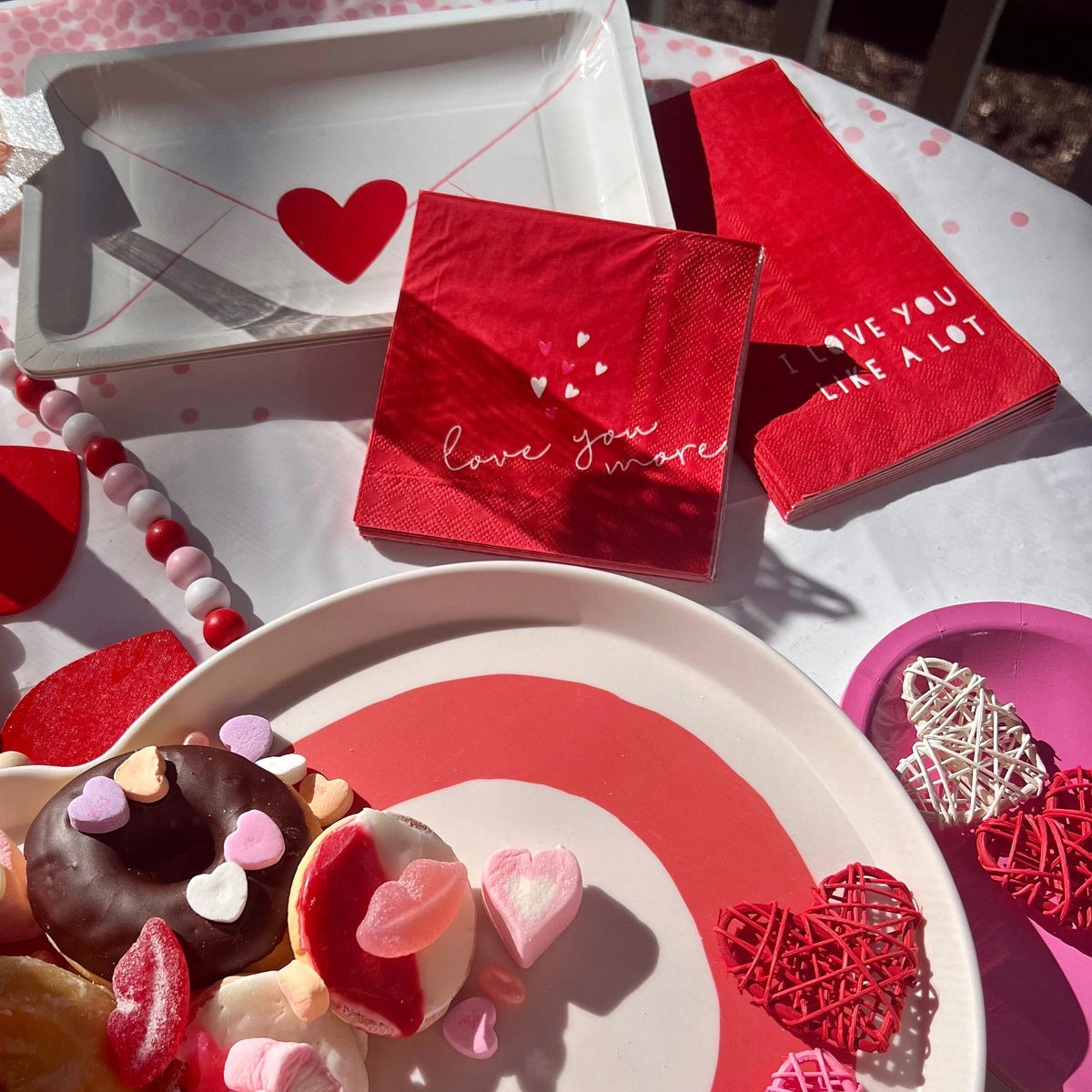 I love you like a lot red paper napkins are perfect for a Valentines Day Party or an Anniversary Party