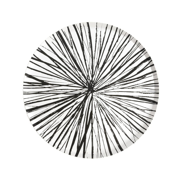 Single Radiance black sunburst plate, stylish for New Years or any Dinner Party