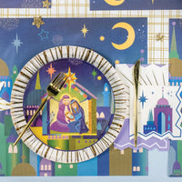 Holiday collection with nativity pieces and gold rim Christmas paper plates