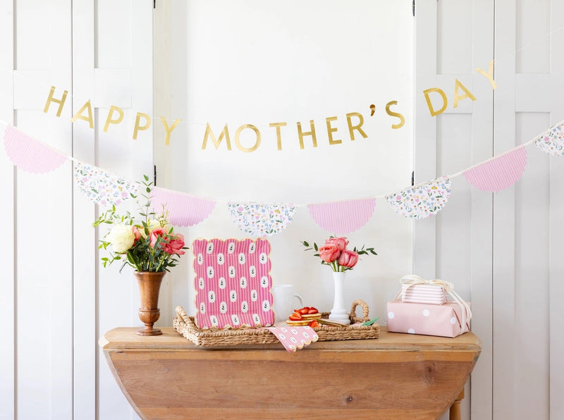 Mother's Day party setup with coordinating supplies