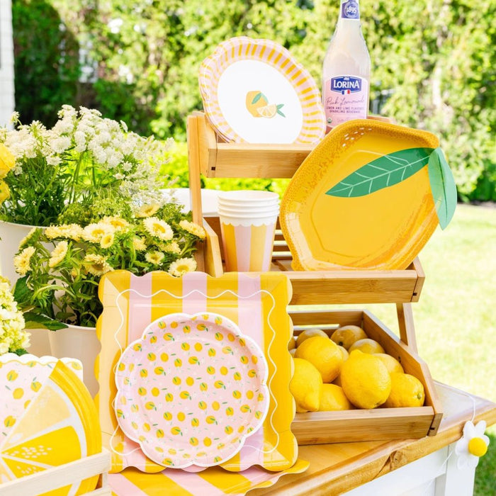 Lemon party supplies setup