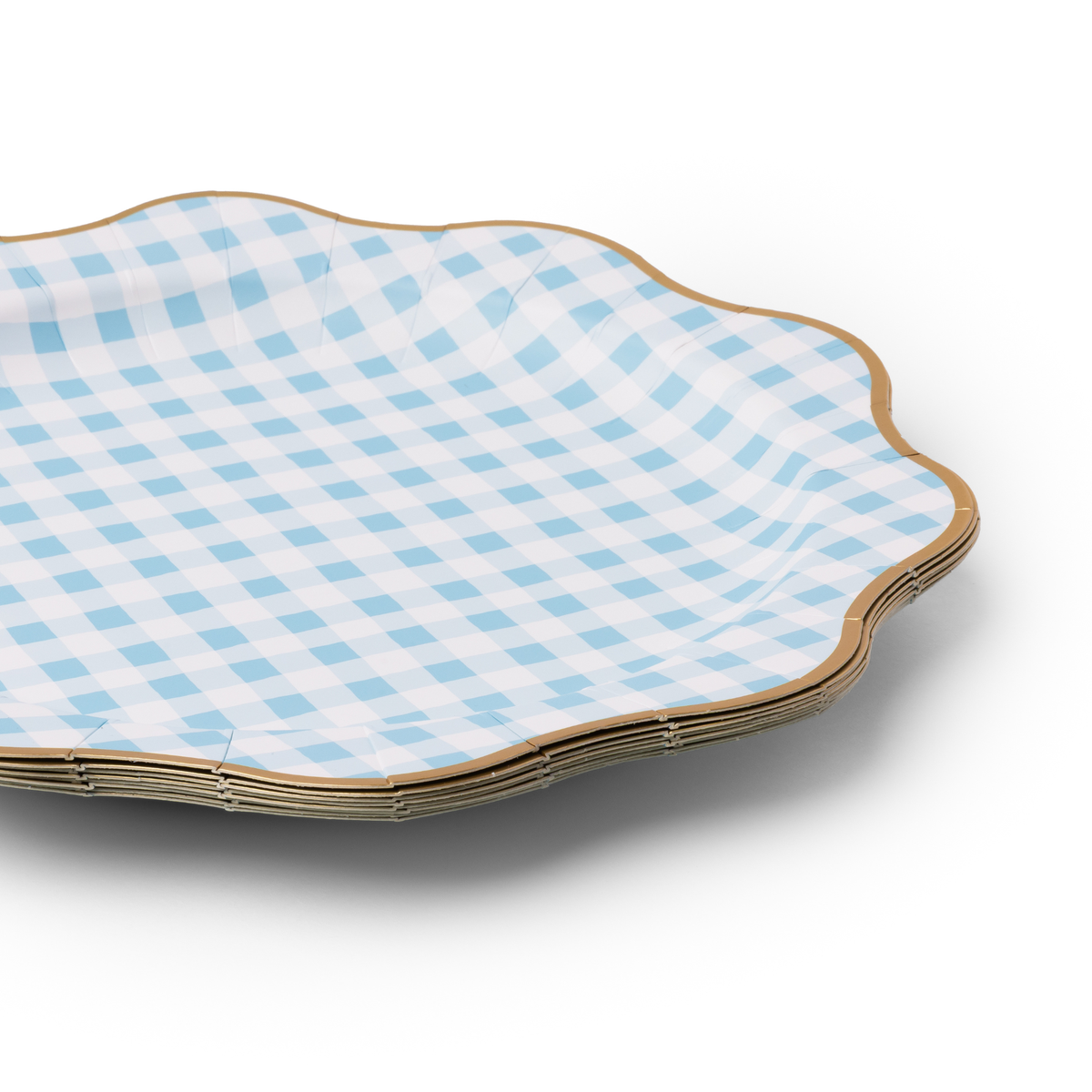 Elegant Sky Blue Gingham Baby Shower Plates
