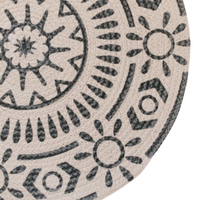 Dress your table in style with our Braided Printed Placemats. These Large Round Placemats, adorned with dark gray geometric patterns, are perfect for sprucing up your Easter Table Decor or adding a dash of drama to Summer Placemats.