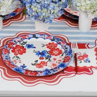 Red Scalloped Summer Floral Napkins (16ct)