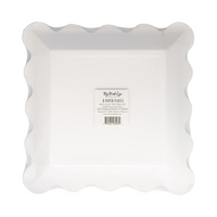Back of packaged Boo La La striped paper plates