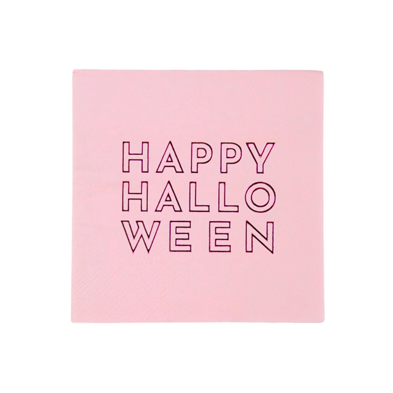 Isolated product image of Happy Halloween Pink Cocktail Napkin on a white background.