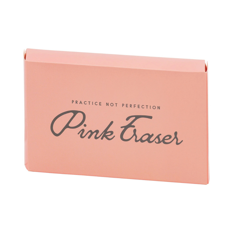 Close-up of a single assembled Pink Eraser treat box.