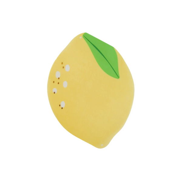 A standalone product shot of the lemon-shaped napkin on white background.