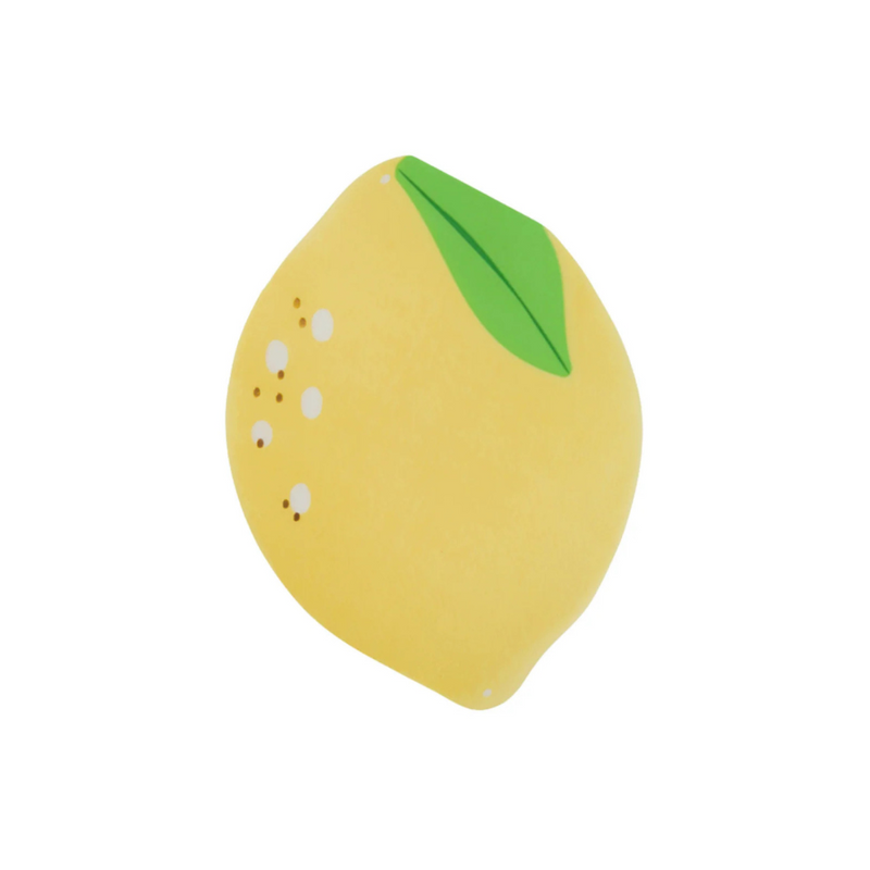 A standalone product shot of the lemon-shaped napkin on white background.