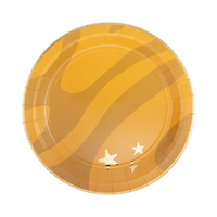 Close-up of the Planet Paper Plate with gold foil star accents