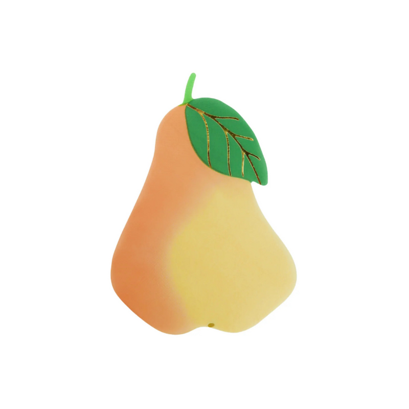 Close-up of Le Dinner Pear Large Napkin showcasing its soft gradient colors and gold foil leaf detail
