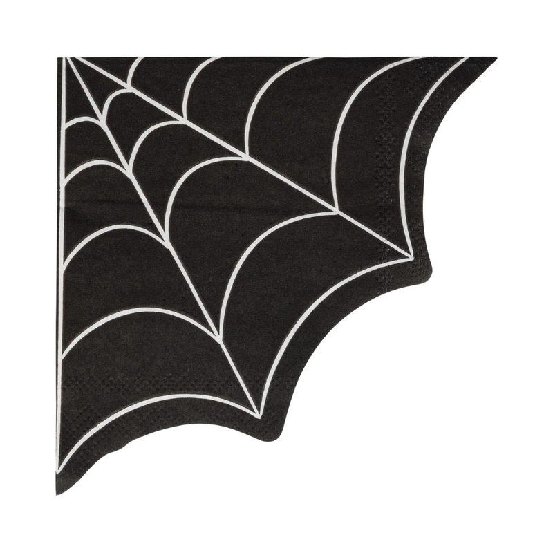 Close-up of shaped napkin with white webbing design