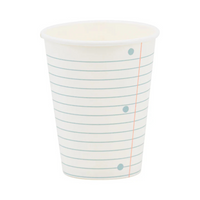 Paper Design Paper Cup with blue notebook lines and red margin