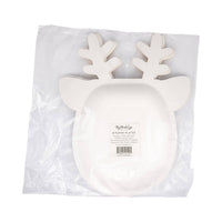 Pack of reindeer-shaped plates with visible antler outlines in clear packaging, back view