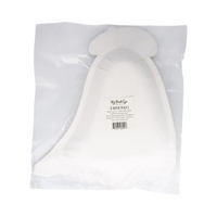 Back view of a packaged set of ghost-shaped paper plates with product label visible.