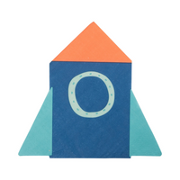 Close-up of unfolded rocket napkin design