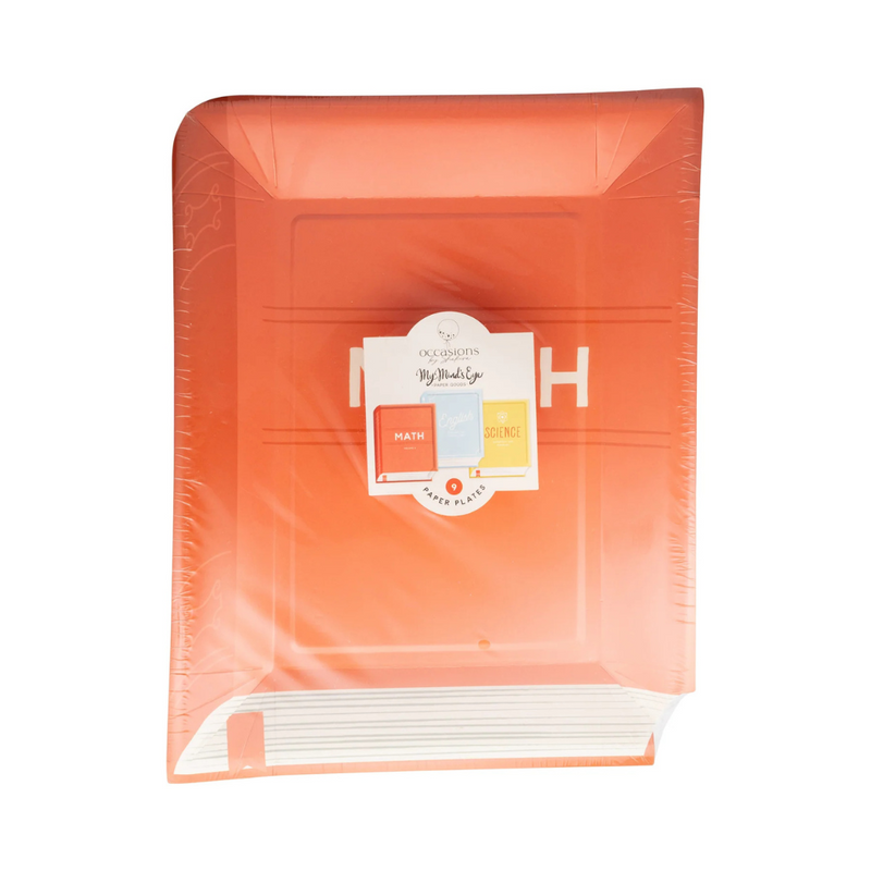 Front of the wrapped Math plate with subject tag and product branding