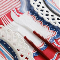 Scalloped Watercolor Patriotic Cocktail Napkins