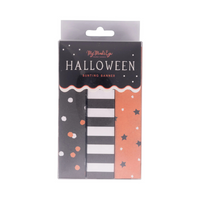 Front packaging of Fan Bunting Banner with visible folded fan designs in black, orange, and white.