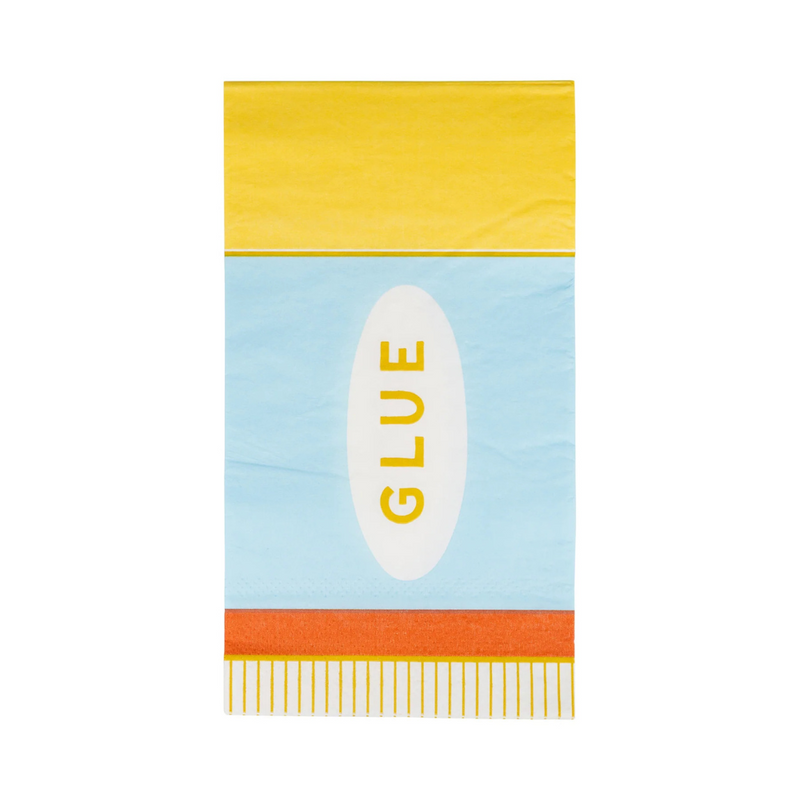 Reverse side of glue stick napkin with clean pastel design