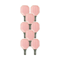 Add flair to your pickleball party ideas with our pink paddle plates. Perfect for stylish country club theme parties.