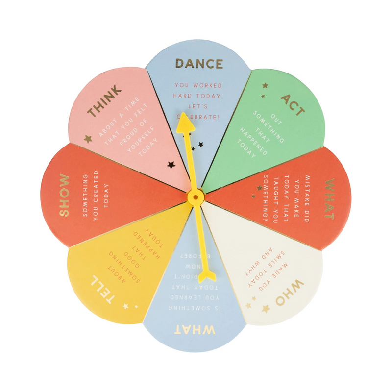 Close-up of the colorful spinner game board