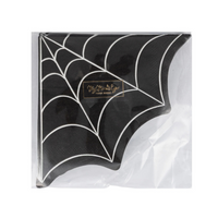 Pack of black spider web shaped cocktail napkins