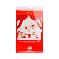 Back of the 3D hanging paper stars packaging showing the styled display.