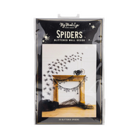Retail packaging for My Mind's Eye glitter spider wall décor with labeled product name.