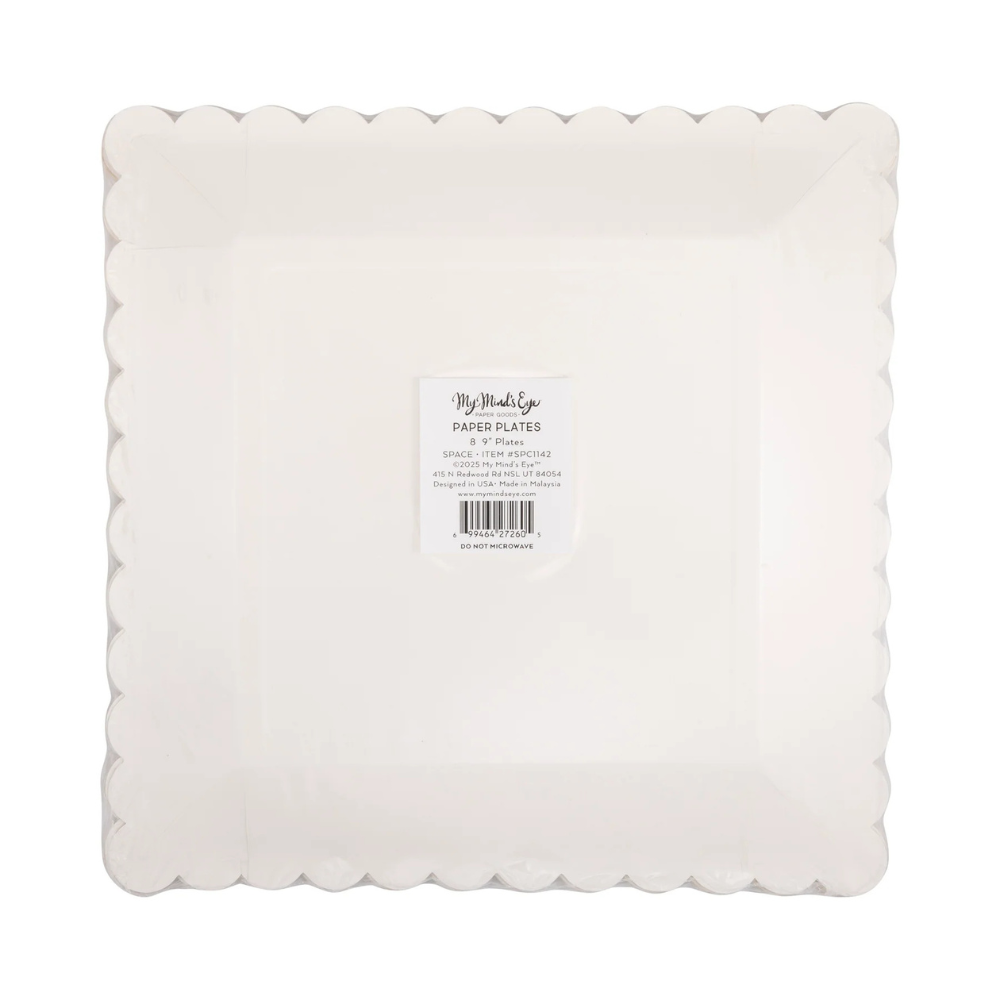 Back packaging of My Mind's Eye Space Pattern Square Plate set