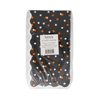 Back view of Halloween Polka Dot Dinner Napkins in packaging