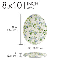 Easter plates shaped like oval eggs with different blue and green designs - perfect for Spring Table