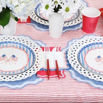 Scalloped Watercolor Patriotic Cocktail Napkins