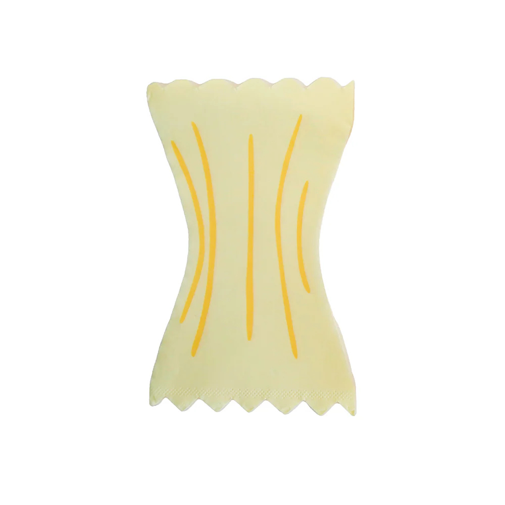 Close-up of the flat Le Dinner Pasta Noodle Guest Napkin shaped like a bowtie noodle.