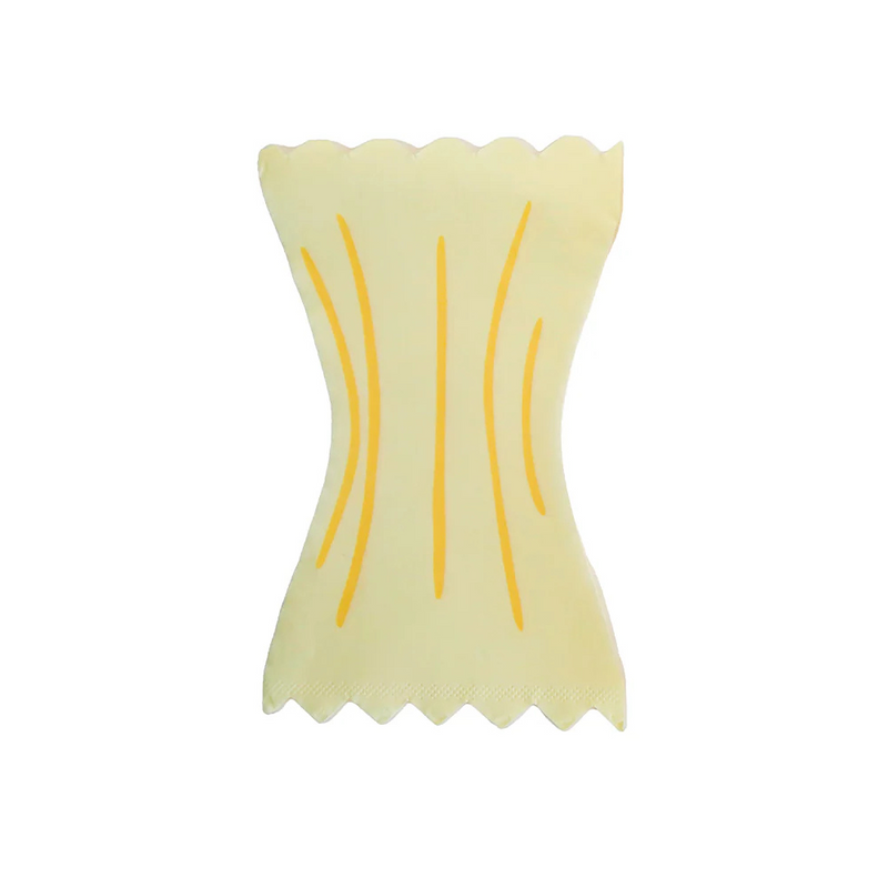Close-up of the flat Le Dinner Pasta Noodle Guest Napkin shaped like a bowtie noodle.