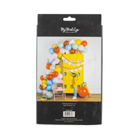 Back of product packaging – full banner displayed on yellow lockers