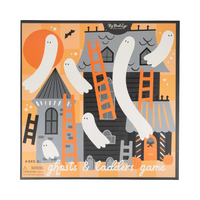 Front view of Ghosts & Ladders game board with haunted house graphics