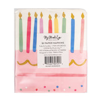 The back of the 5x5 cocktail napkins packaging showing the barcode and quantity for the Cake Smash Essential items.