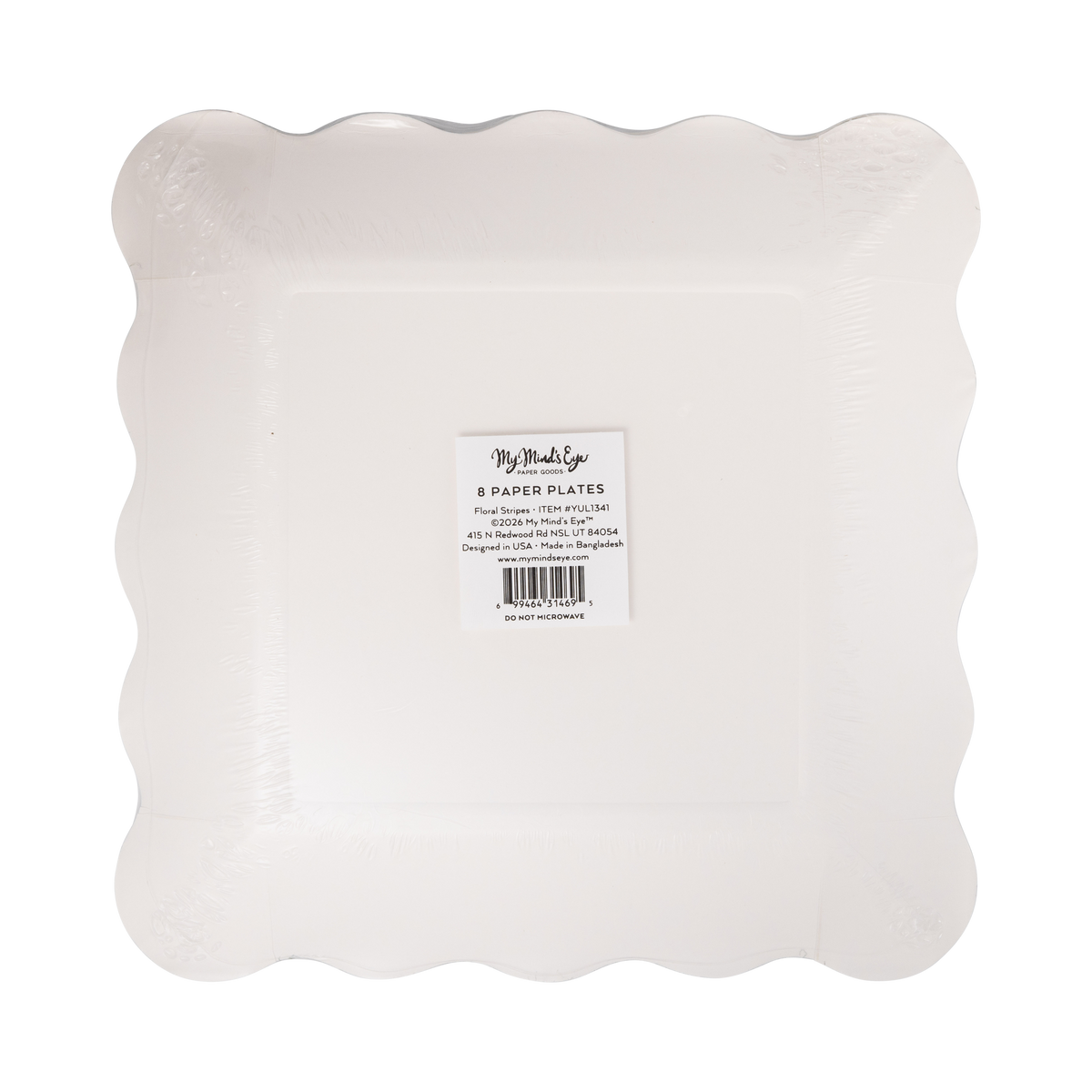 Green Floral Stripe Square Paper Plates