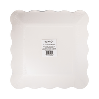 Green Floral Stripe Square Paper Plates