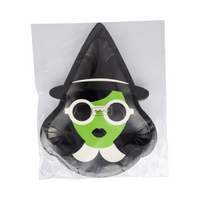 Stack of Bad Witch Plates in packaging, front side showing witch design