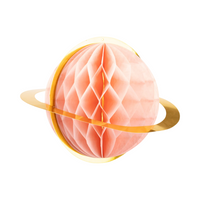 Pink planet honeycomb decoration with gold foil ring